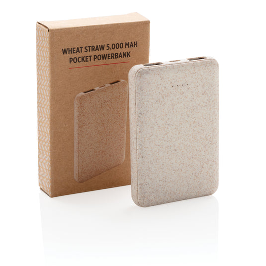 Wheat Straw 5.000 mAh Pocket Powerbank - Custom Wood Designs