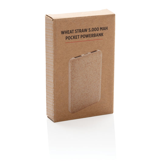 Wheat Straw 5.000 mAh Pocket Powerbank - Custom Wood Designs