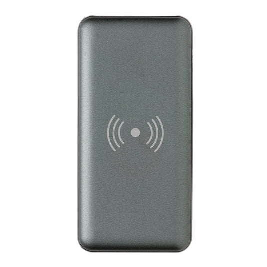 XD Collection 10,000 mAh wireless powerbank with fast charging and Power Delivery for phones and tablets, shown with charging ports and LED indicator.