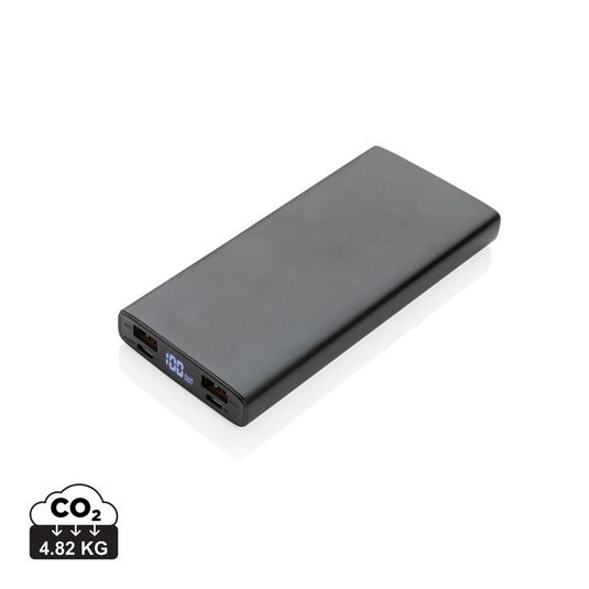XD Collection aluminium 18W 10,000mAh PD powerbank for phone and tablet charging, sleek portable design with USB-C port.