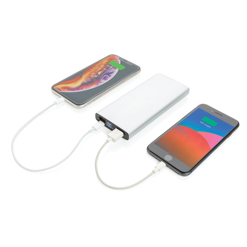 Load image into Gallery viewer, XD Collection aluminium 18W 10,000mAh PD powerbank for phones and tablets, shown with USB ports and sleek design.
