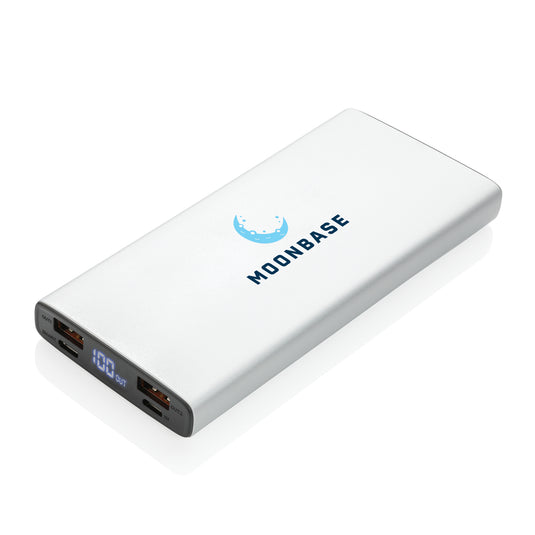 XD Collection aluminium 18W 10,000mAh PD powerbank for phones and tablets, compact portable charging accessory.