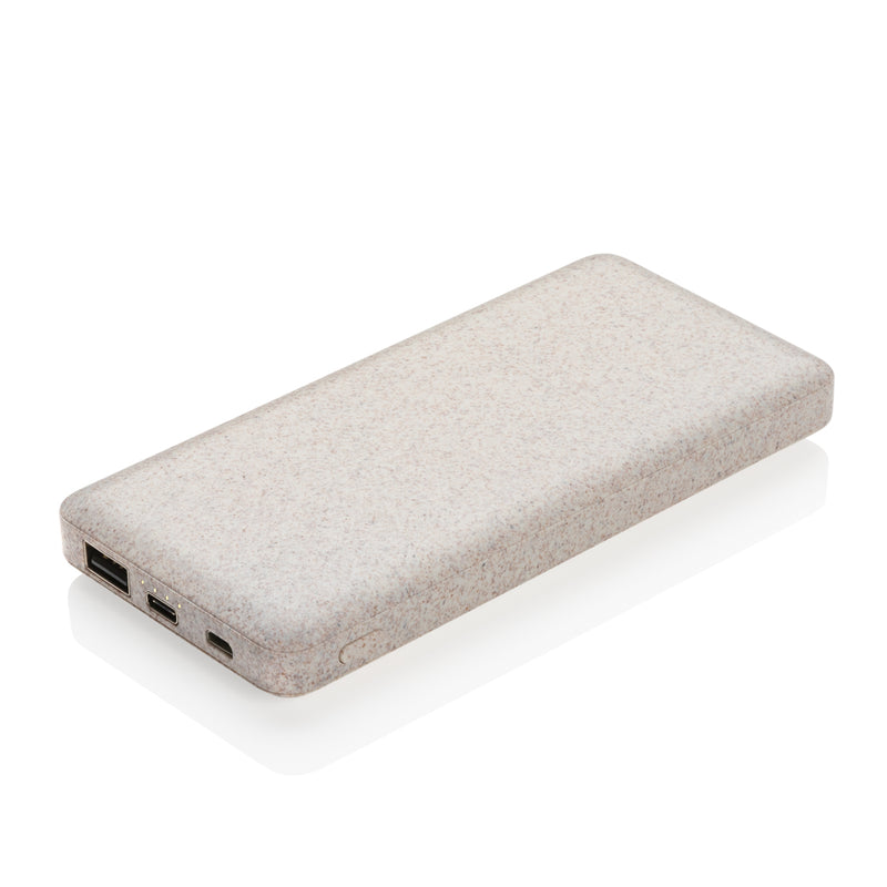 Load image into Gallery viewer, XD Collection 10,000mAh wheat straw powerbank for phones and tablets, eco-friendly portable charging device.
