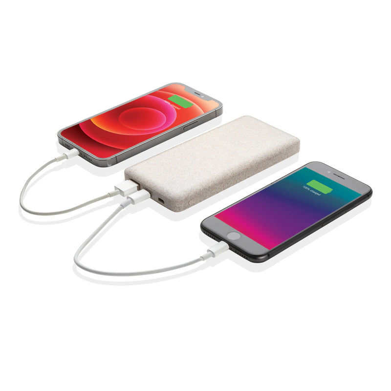 Load image into Gallery viewer, XD Collection 10,000mAh wheat straw powerbank for phones and tablets, eco-friendly portable charging device.
