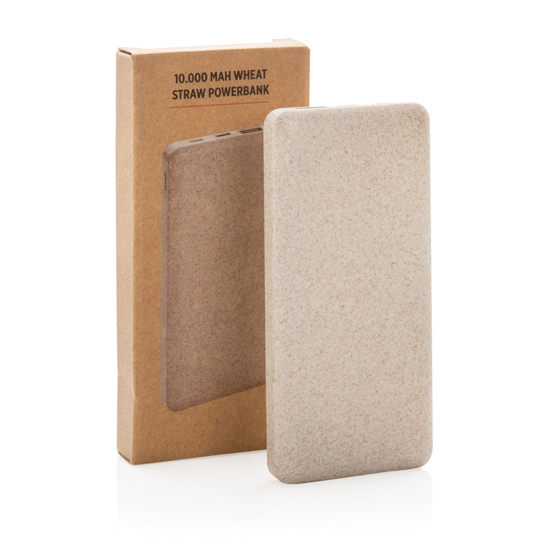 Load image into Gallery viewer, XD Collection 10,000mAh wheat straw powerbank for phones and tablets, eco-friendly portable charging accessory.
