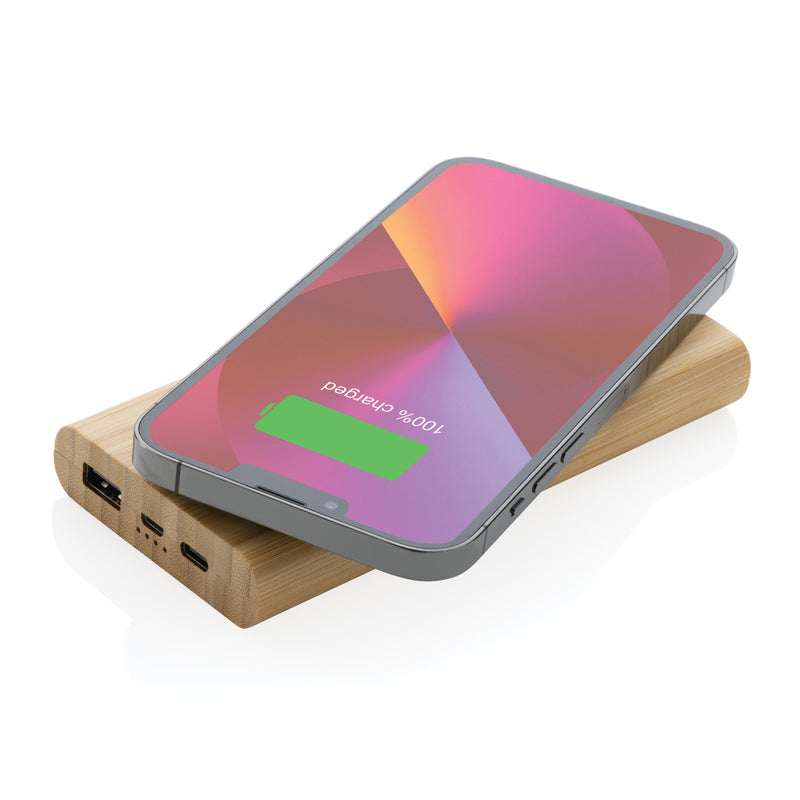 Load image into Gallery viewer, Bamboo 8.000 mAh 5W wireless powerbank - Custom Wood Designs
