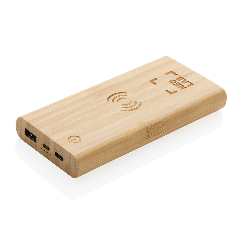 Load image into Gallery viewer, Bamboo 8.000 mAh 5W wireless powerbank - Custom Wood Designs
