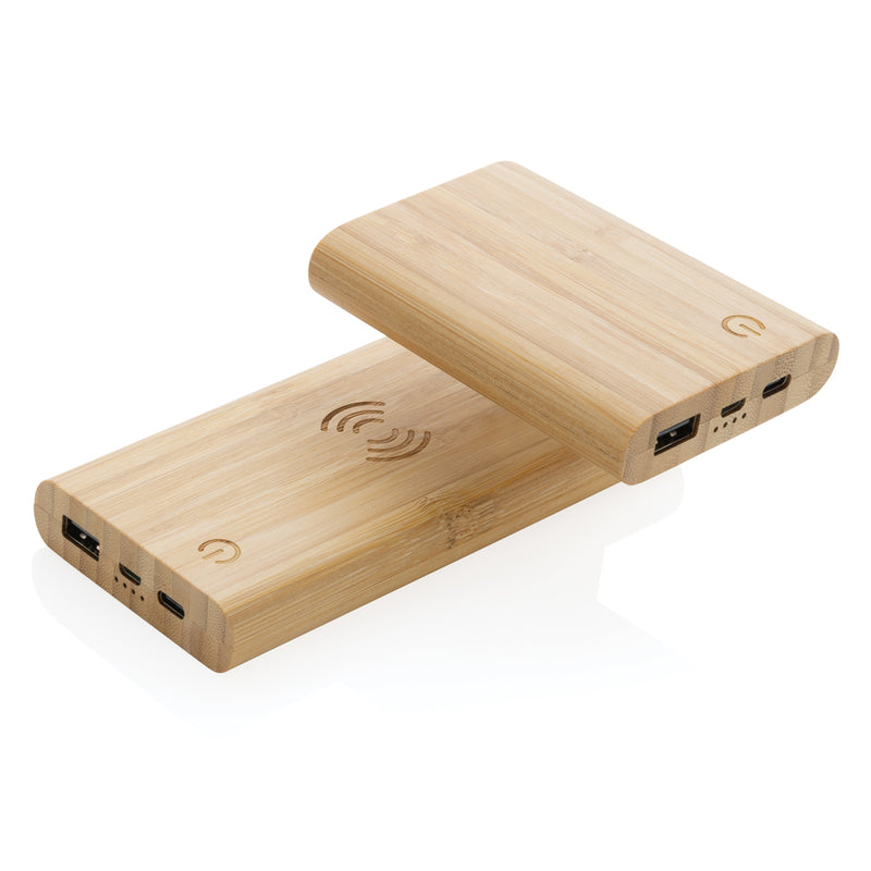 Load image into Gallery viewer, Bamboo 8.000 mAh 5W wireless powerbank - Custom Wood Designs
