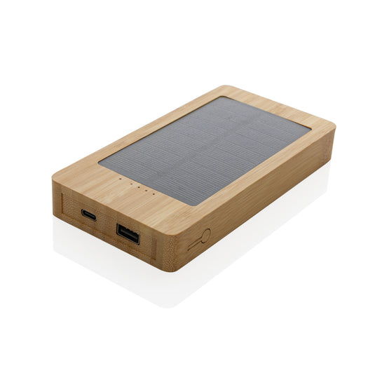 Sunwick 10.000 mAh Bamboo solar powerbank - Custom Wood Designs