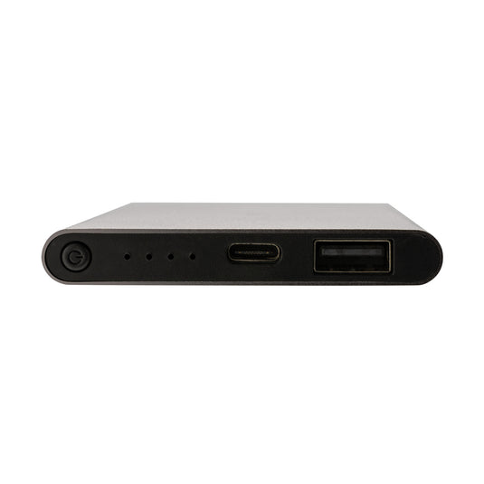 XD Collection RCS recycled plastic and aluminum 4000mAh power bank with Type C port for phone and tablet charging.