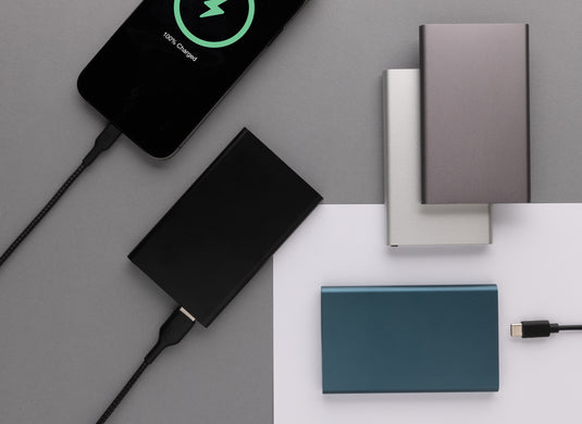 XD Collection recycled plastic and aluminum 4000mAh powerbank with Type C port for phones and tablets.
