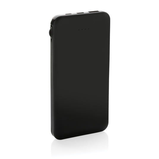 Lockhart RCS recycled plastic 10,000mAh power bank with integrated cables, by XD Collection, for phone and tablet charging.