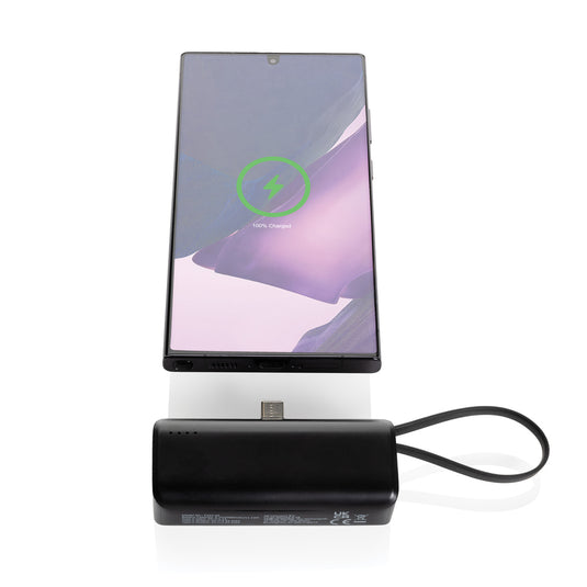XD Collection Powerlink RCS plastic 3000mAh powerbank with USB-C connector for phones and tablets, compact and portable.