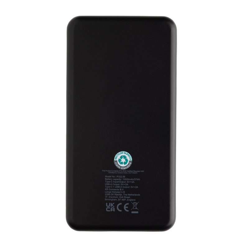 Load image into Gallery viewer, Boostcore RCS recycled plastic powerbank 10,000mAh with USB-C port, designed for phone and tablet charging by XD Collection.
