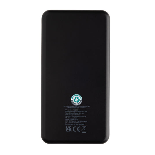 Boostcore RCS recycled plastic powerbank 10,000mAh with USB-C port, designed for phone and tablet charging by XD Collection.