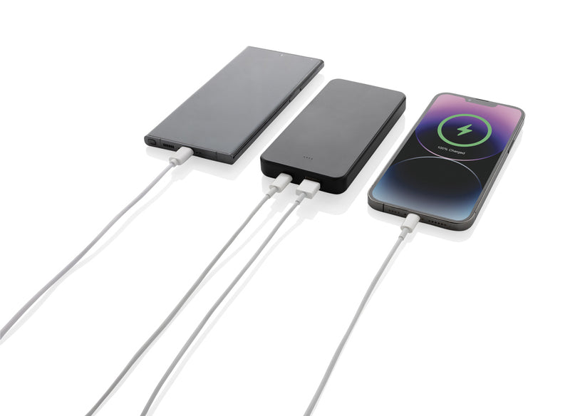 Load image into Gallery viewer, Boostcore RCS recycled plastic powerbank with 10,000mAh capacity, USB-C port, in a compact design for phones and tablets.

