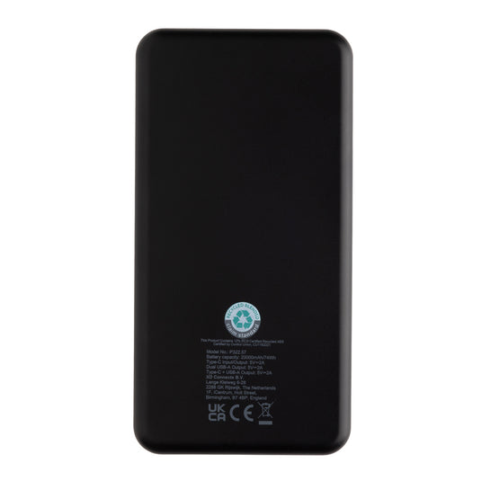 Boostcore RCS recycled plastic powerbank for phones and tablets, 20,000mAh capacity, with USB-C port, by XD Collection.
