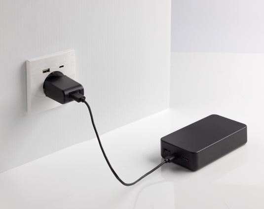 XD Collection Boostcore RCS recycled plastic powerbank 20,000mAh with USB-C port, designed for phones and tablets.