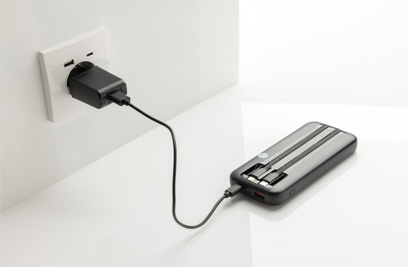 Load image into Gallery viewer, XD Collection Turbopack RCS plastic powerbank with integrated cables, 10,000mAh portable charger for phones and tablets
