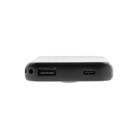 XD Collection Stellar RCS recycled plastic 5000mAh 5W magnetic powerbank for phones and tablets, shown with magnetic attachment.