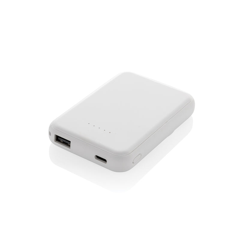 Load image into Gallery viewer, XD Collection Stellar RCS recycled plastic 5000mAh 5W magnetic powerbank for phones and tablets, shown with magnetic attachment
