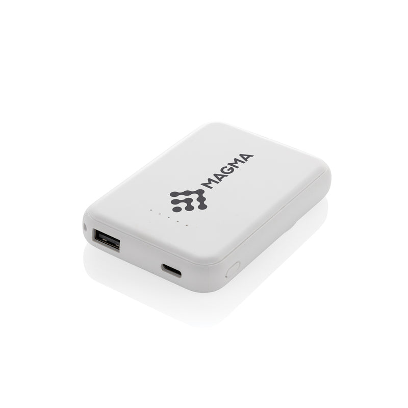 Load image into Gallery viewer, XD Collection Stellar RCS recycled plastic 5000mAh 5W magnetic powerbank for phones and tablets, shown with magnetic attachment
