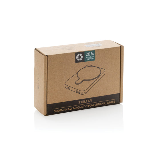 XD Collection Stellar RCS recycled plastic 5000mAh 5W magnetic powerbank for phones and tablets, shown in the image.