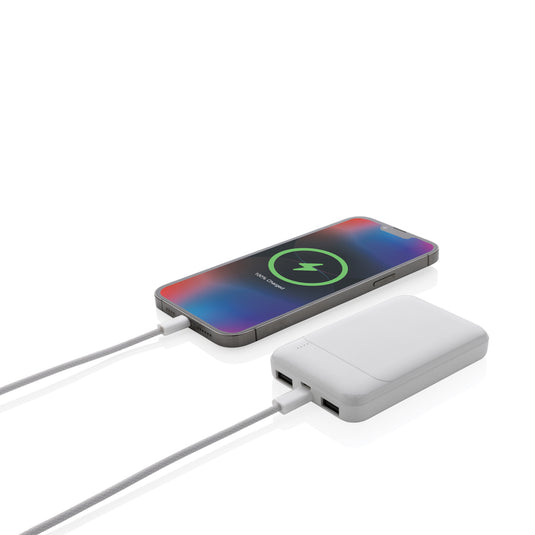 XD Collection recycled plastic 5,000 mAh powerbank for phones and tablets, featuring a sleek design and portable charging capability.