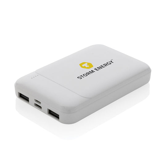 XD Collection RCS recycled plastic 5,000mAh powerbank for phones and tablets, showing the compact portable design.