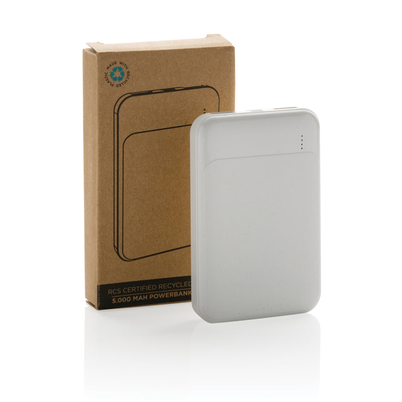 Load image into Gallery viewer, XD Collection RCS recycled plastic 5,000 mAh powerbank for phones and tablets, compact and eco-friendly phone accessory.
