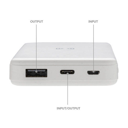 XD Collection RCS recycled plastic 5,000mAh wireless powerbank for phones and tablets, 5W charging, eco-friendly design.