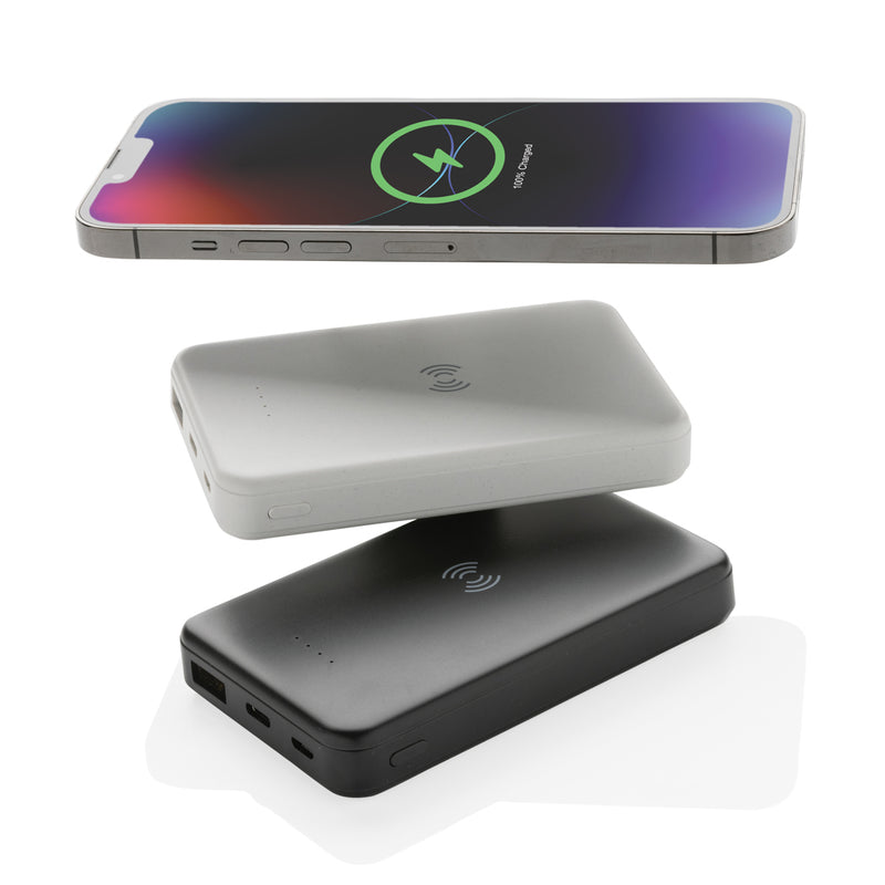 Load image into Gallery viewer, XD Collection RCS recycled plastic 5000mAh wireless powerbank for phones and tablets, with 5W charging, in eco-friendly design.
