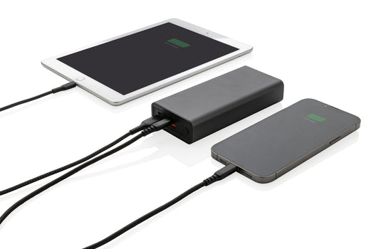 XD Xclusive Terra RCS recycled 20W aluminium powerbank with 20,000mAh capacity for phones and tablets, durable and eco-friendly design.