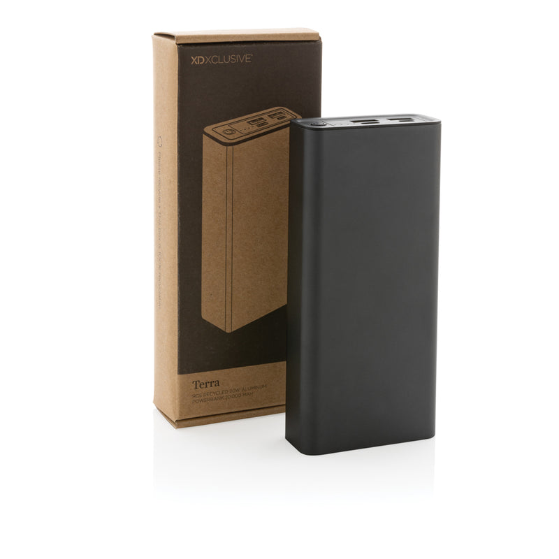 Load image into Gallery viewer, XD Xclusive Terra RCS recycled 20W aluminium powerbank with 20,000mAh capacity for charging phones and tablets.
