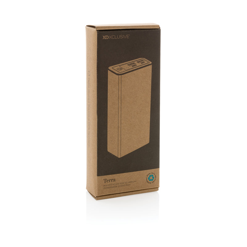 Load image into Gallery viewer, XD Xclusive Terra RCS recycled aluminum 20W powerbank with 20,000mAh capacity for phone and tablet charging.
