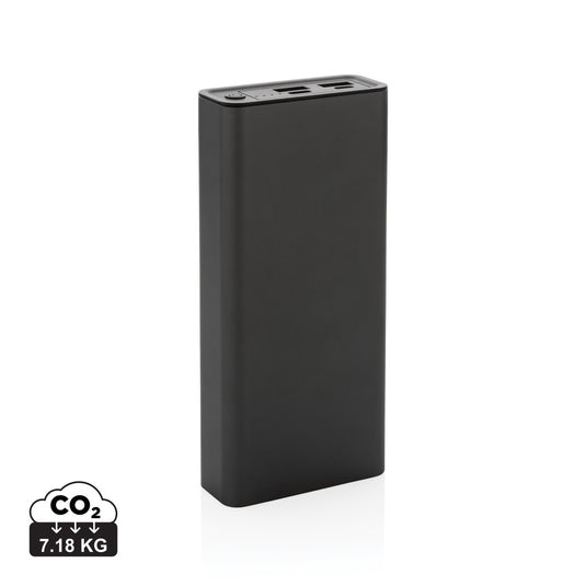 XD Xclusive Terra RCS recycled aluminum 20W powerbank with 20,000 mAh capacity for phones and tablets.