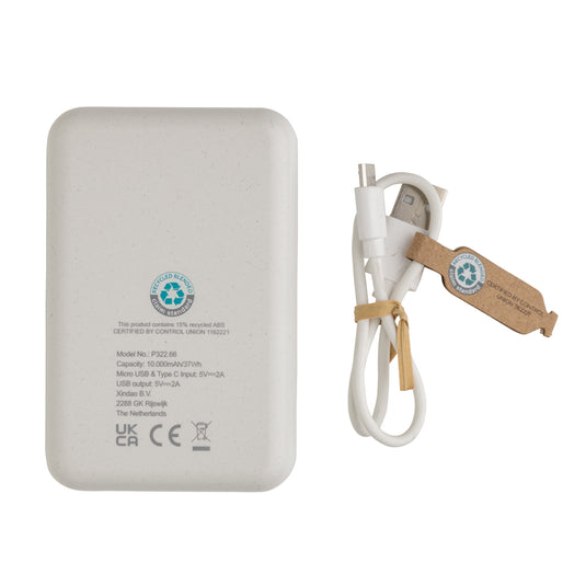 RCS standard recycled plastic 10.000 mAh powerbank - Custom Wood Designs