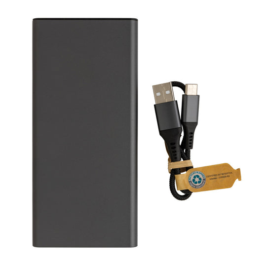 Terra RCS recycled 18W aluminium powerbank 10.000 mAh - Custom Wood Designs