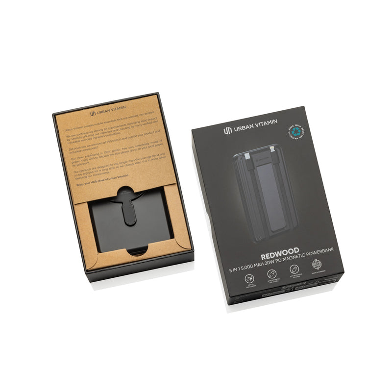 Load image into Gallery viewer, Urban Vitamin Redwood 5in1 5000mah 20W PD magnetic powerbank - Custom Wood Designs
