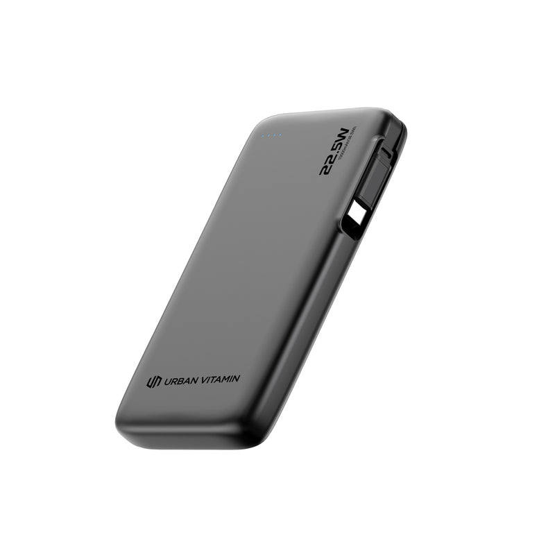 Load image into Gallery viewer, Urban Vitamin Emeryville 20W 10,000mAh powerbank for phones and tablets, showing sleek black design with USB ports.

