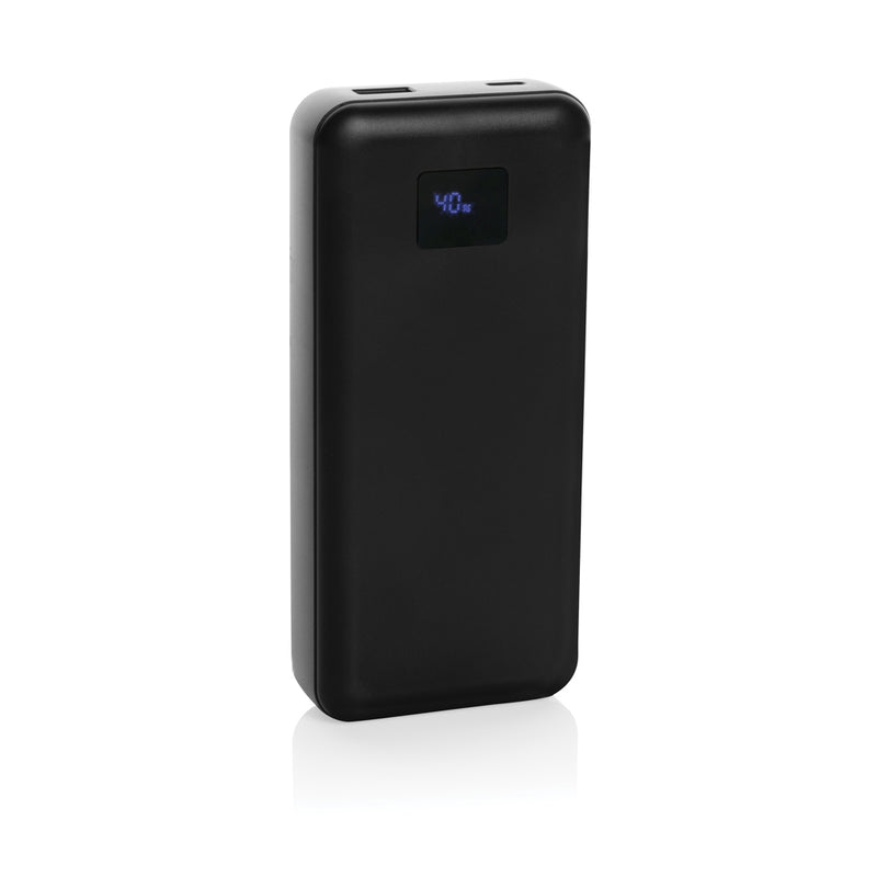 Load image into Gallery viewer, XD Collection Gridley RCS plastic 20000mAh 65W laptop powerbank with USB-C and power buttons, designed for phone and tablet charging.
