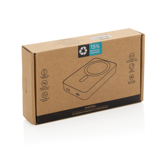Amporia RCS recycled plastic 10.000mAh magnetic powerbank - Custom Wood Designs Amporia RCS recycled plastic 10.000mAh magnetic powerbank