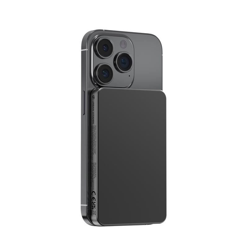 Load image into Gallery viewer, Urban Vitamin Marin 5000mAh magnetic wireless powerbank for phones and tablets, with 15W fast charging and sleek design.
