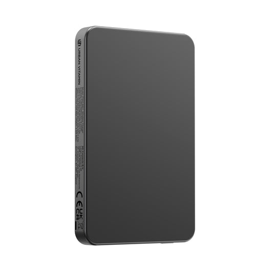 Urban Vitamin Marin 5000mAh magnetic wireless powerbank for phones and tablets, with a sleek design and 15W charging capability.