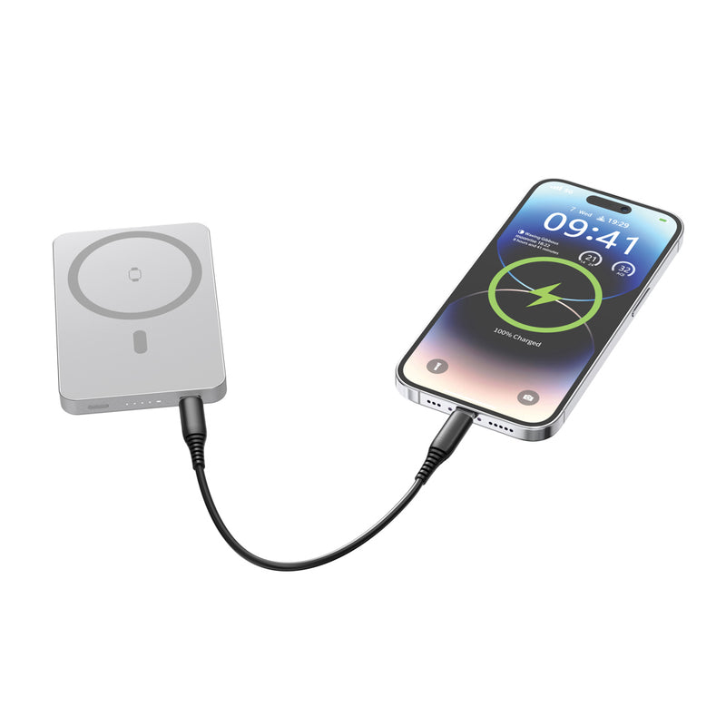 Load image into Gallery viewer, Urban Vitamin Marin 5000mAh magnetic wireless powerbank for phones and tablets, with 15W fast charging capability.
