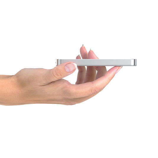 Urban Vitamin Marin 5000mAh magnetic wireless powerbank for phones and tablets, with 15W fast charging, black compact design.