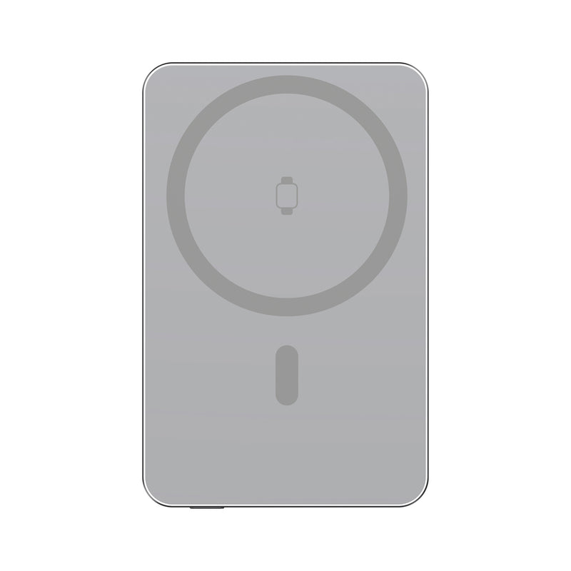 Load image into Gallery viewer, Urban Vitamin Marin 5000mAh magnetic wireless powerbank for phones and tablets, with 15W fast charging, shown attached to a device.
