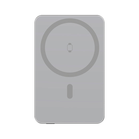 Urban Vitamin Marin 5000mAh magnetic wireless powerbank for phones and tablets, with 15W fast charging, shown attached to a device.