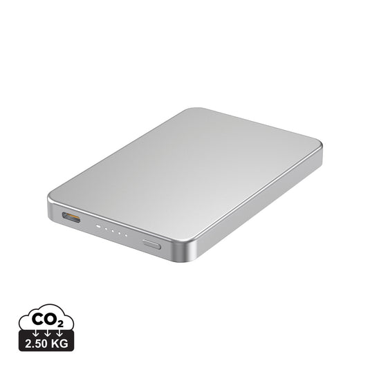 Urban Vitamin Marin 5000mAh magnetic wireless powerbank for phones and tablets, with 15W fast charging, shown with magnetic attachment.