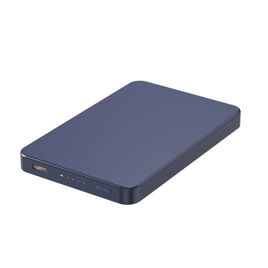 Urban Vitamin Marin 5000mAh magnetic wireless powerbank charging phone and tablet with 15W fast charging capability.